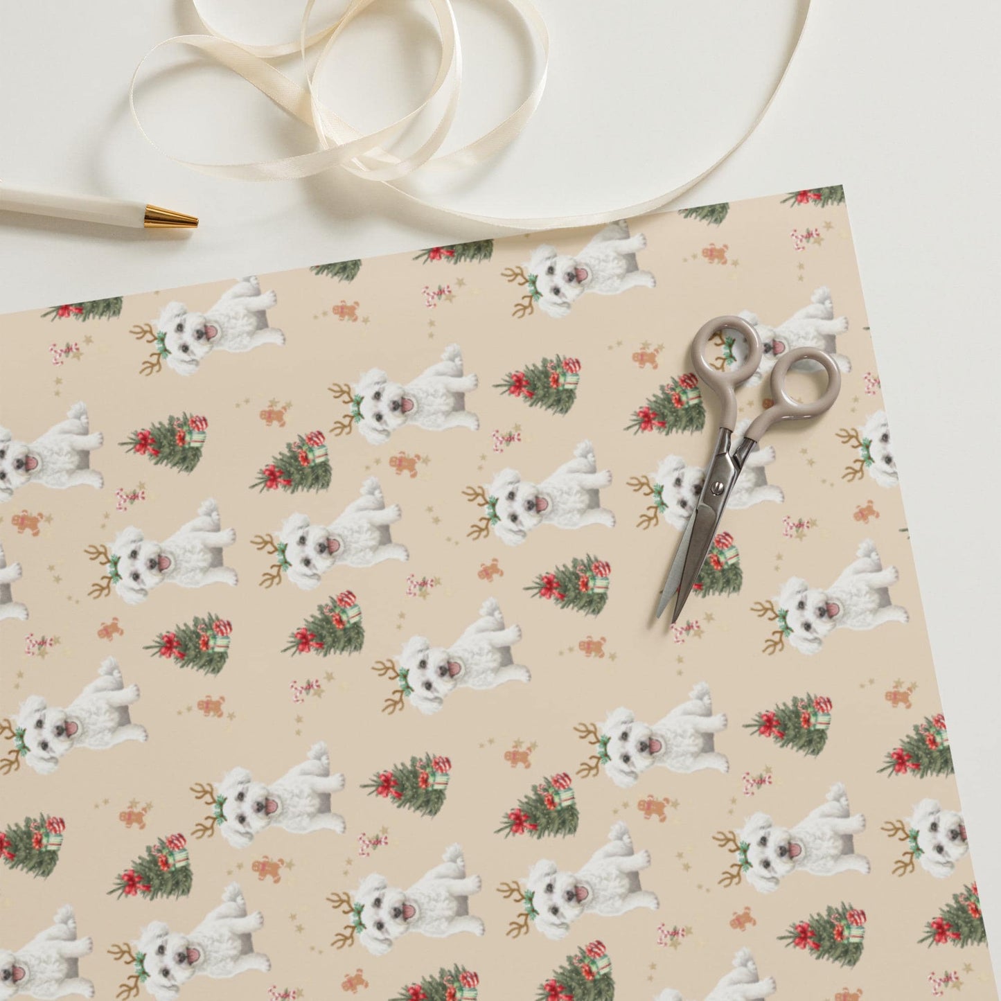 Christmas Bichon Frise Wrapping Paper