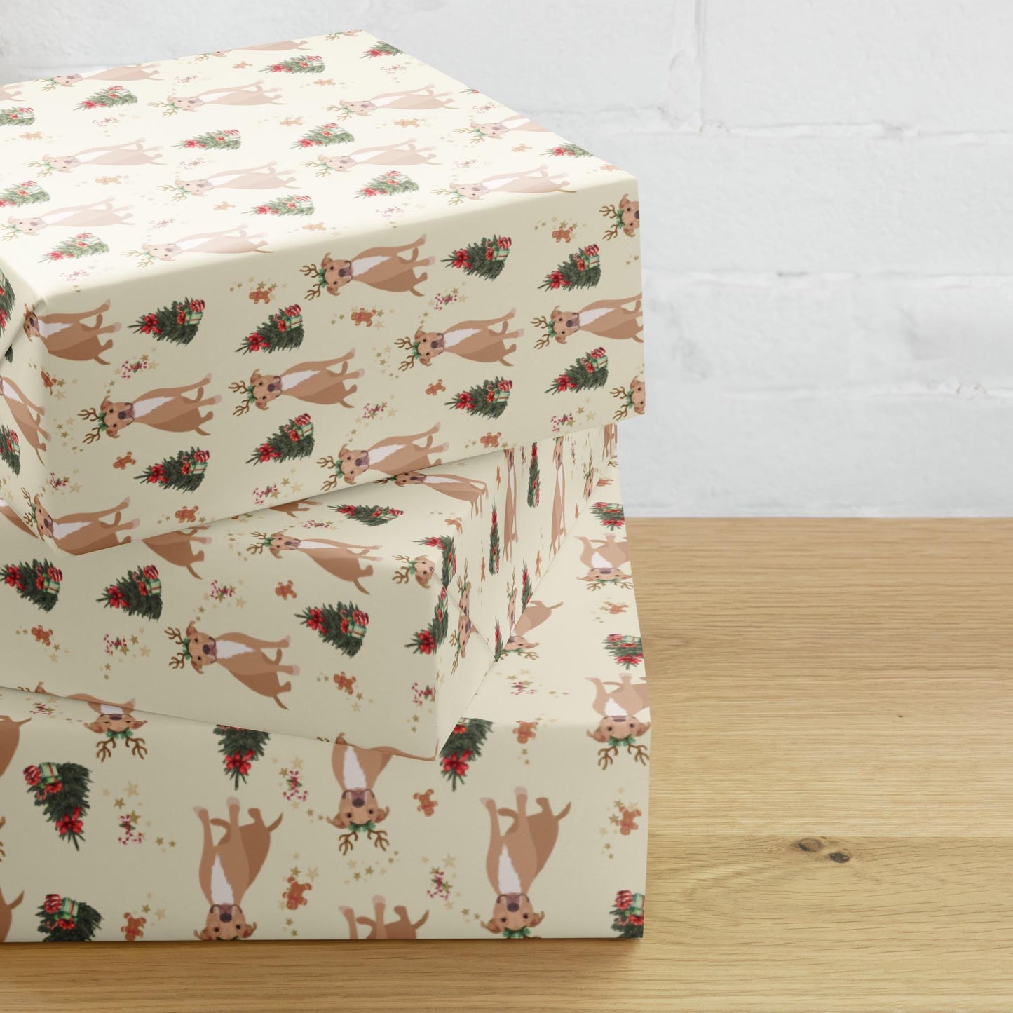 Christmas Smiling Pitbull Wrapping Paper