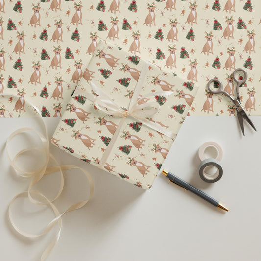 Christmas Smiling Pitbull Wrapping Paper