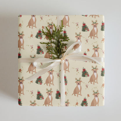 Christmas Smiling Pitbull Wrapping Paper