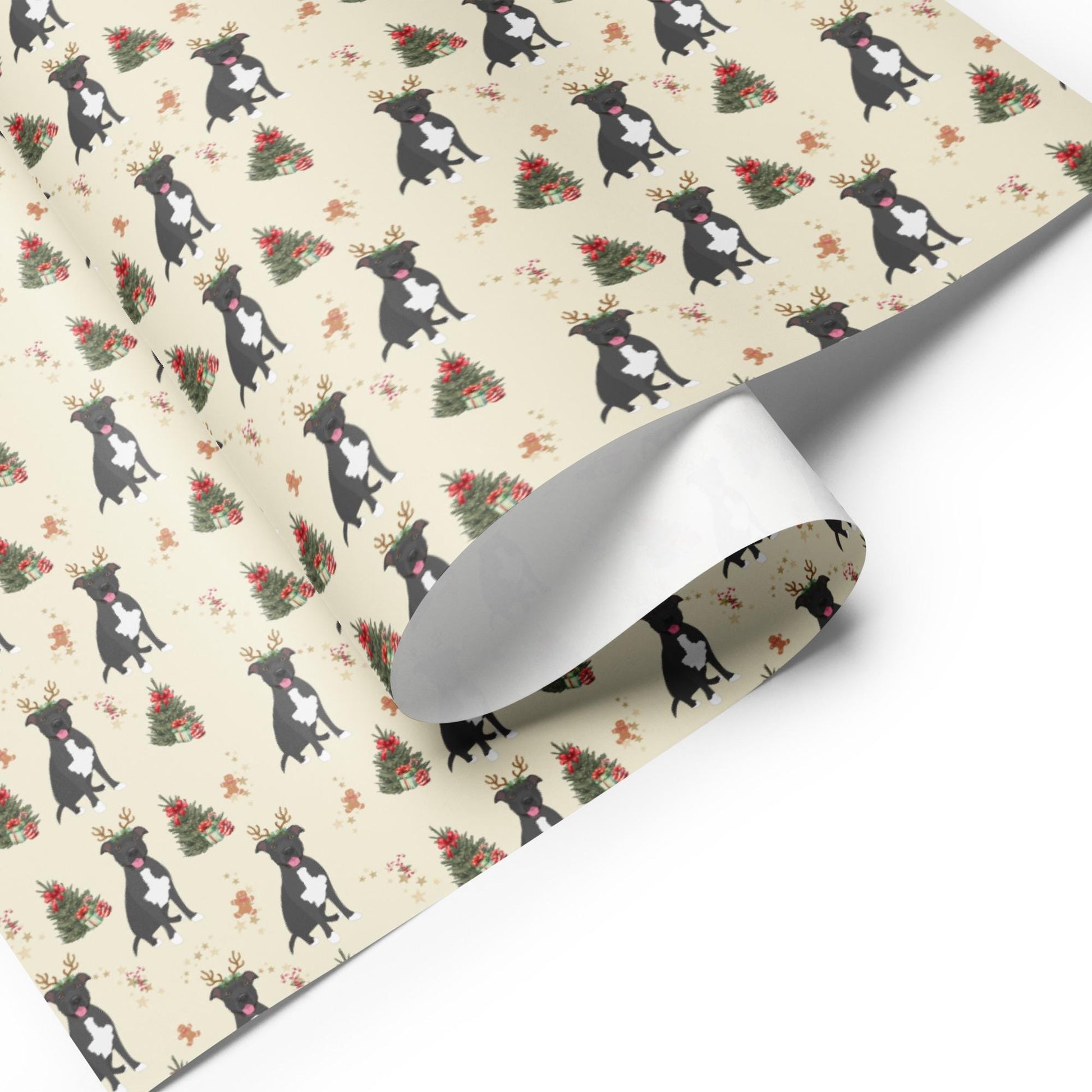 Christmas Gray Pitbull Wrapping Paper