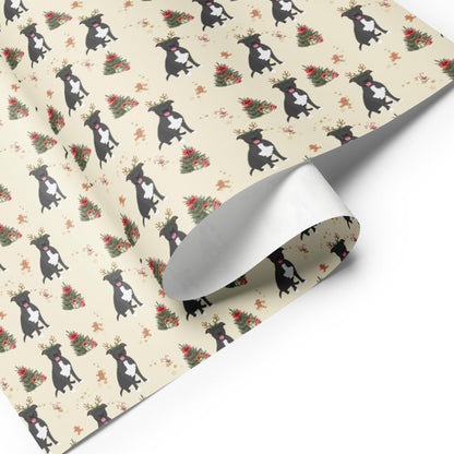Christmas Gray Pitbull Wrapping Paper
