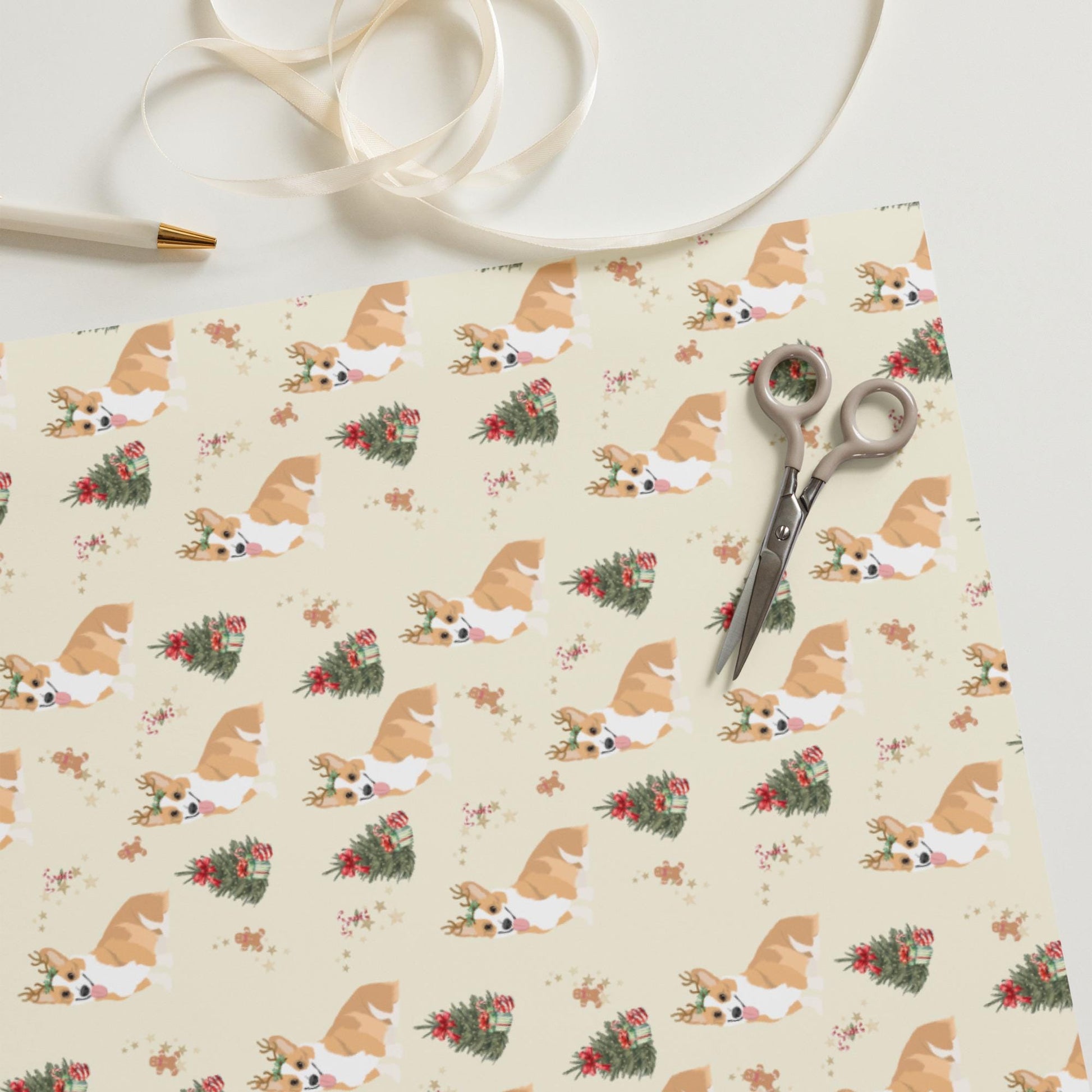 Christmas Fawn Corgi Wrapping Paper