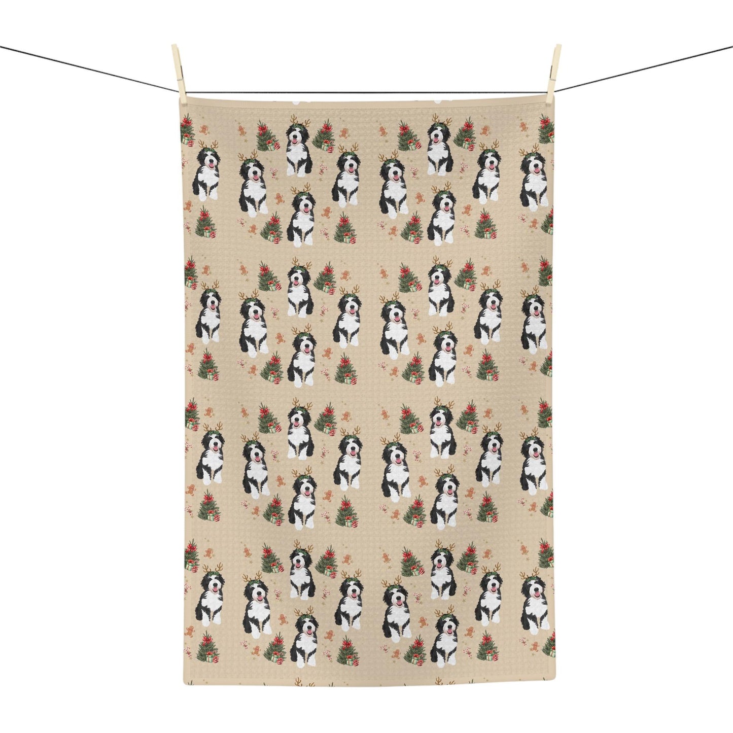 Bernedoodle Christmas Kitchen Towel