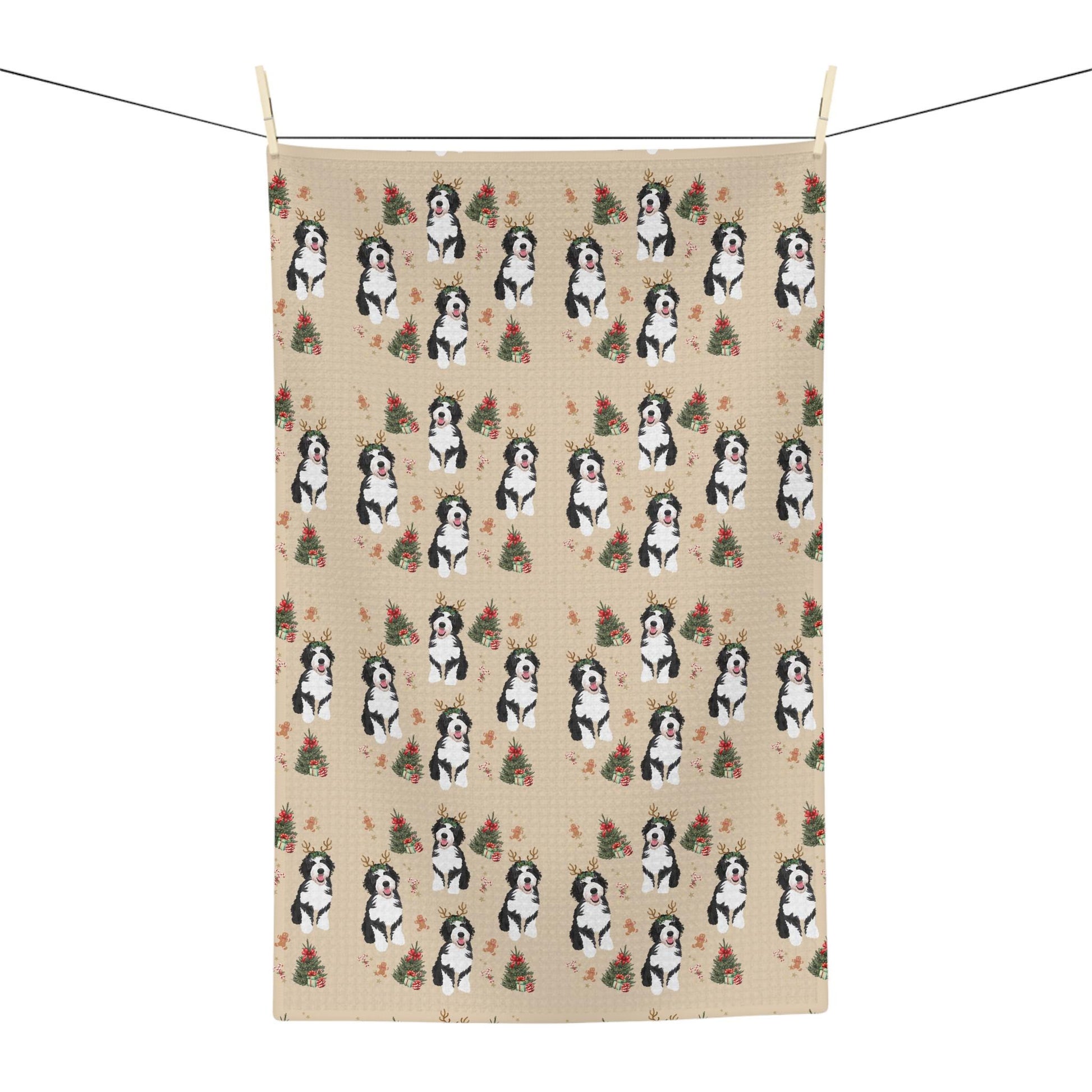 Bernedoodle Christmas Kitchen Towel