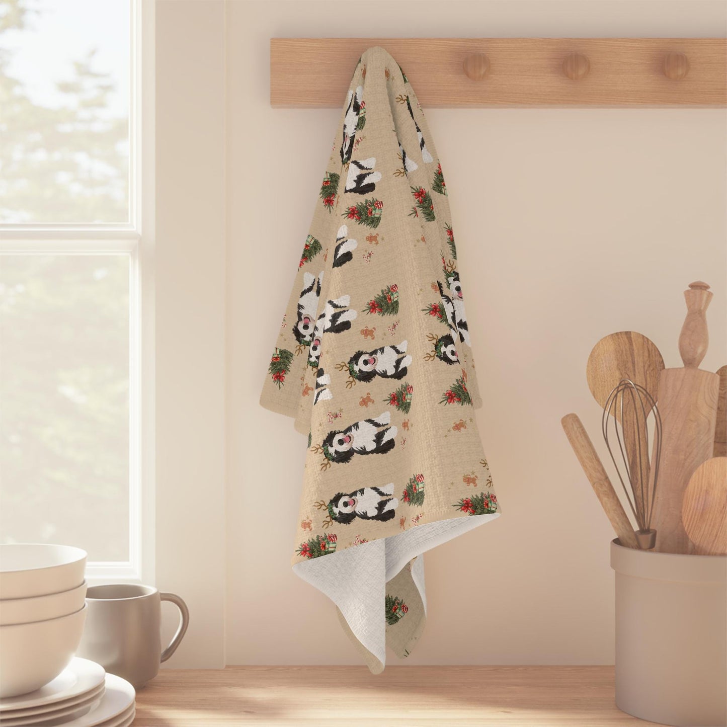 Bernedoodle Christmas Kitchen Towel