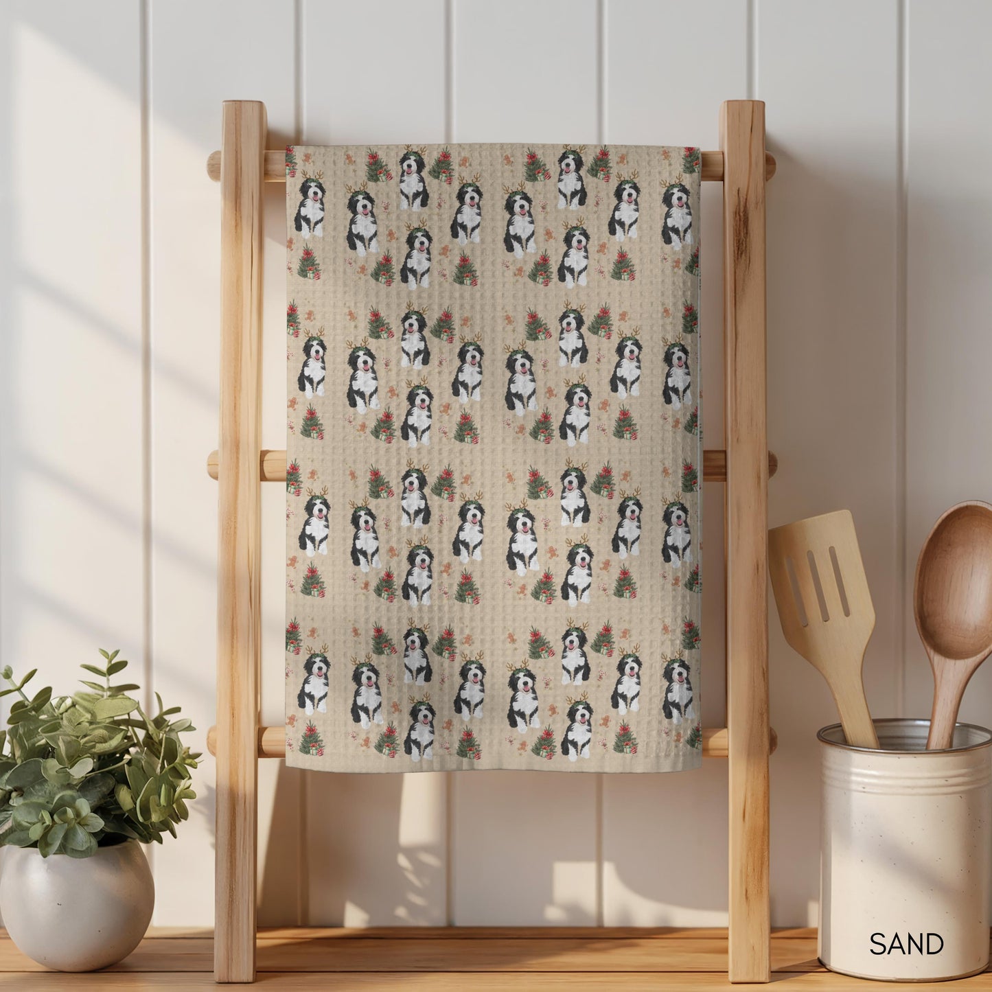 Bernedoodle Christmas Kitchen Towel