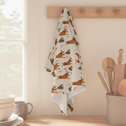 Red Fox Labrador Christmas Kitchen Towel