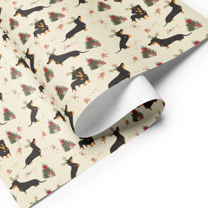 Christmas Dachshund Wrapping Paper Sheets
