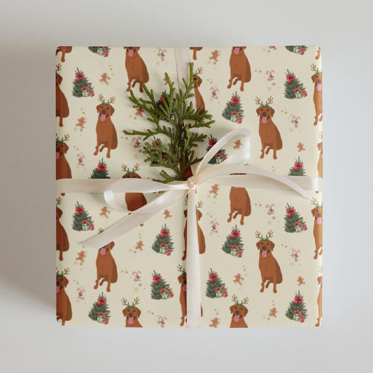 Christmas Dog Wrapping Paper with red fox labrador