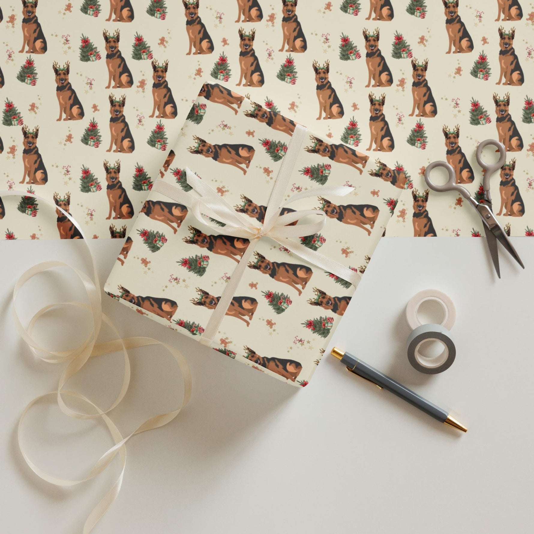 Christmas German Shepherd Wrapping Paper