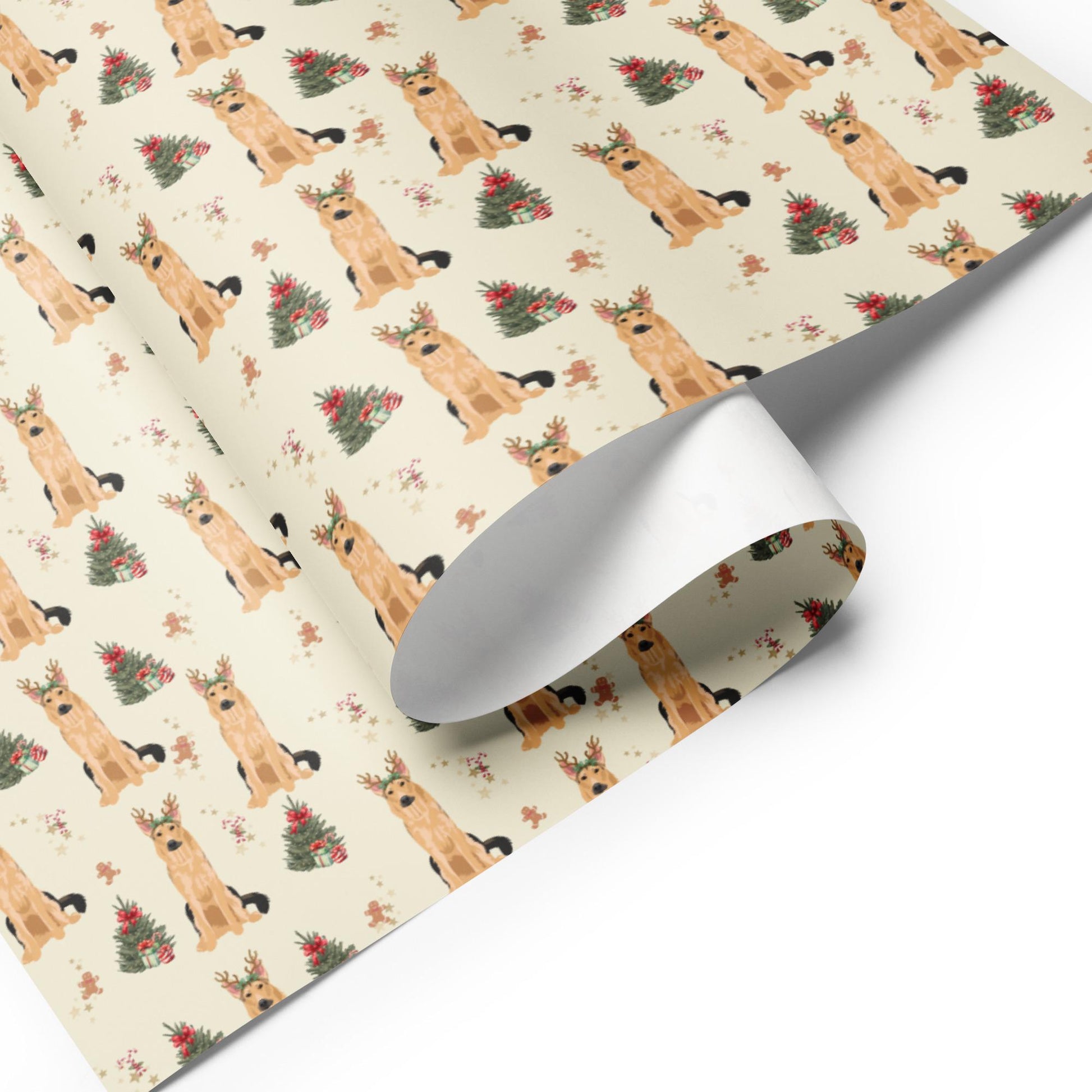 Christmas German Shepherd Wrapping Paper Sheets