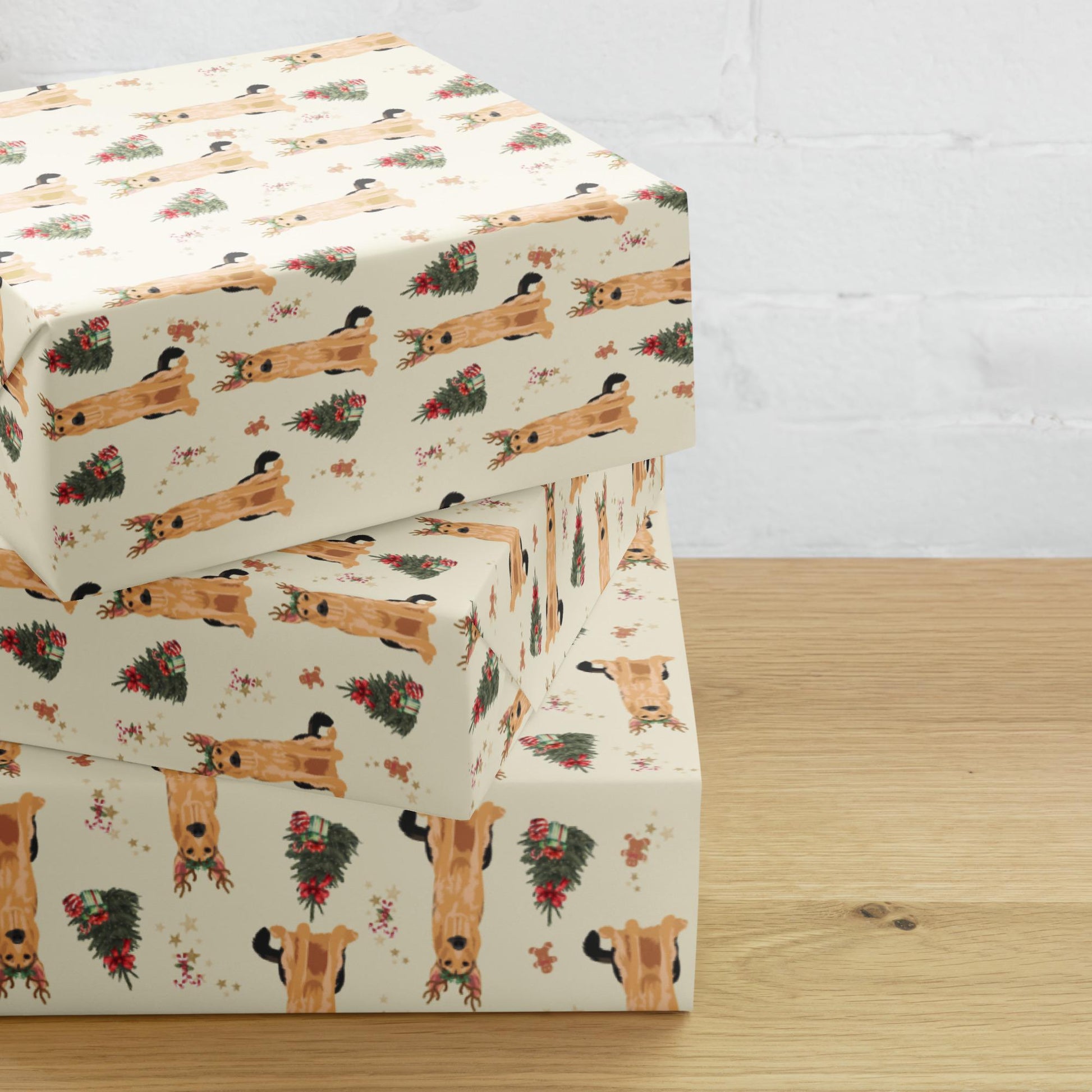 Christmas German Shepherd Wrapping Paper Sheets