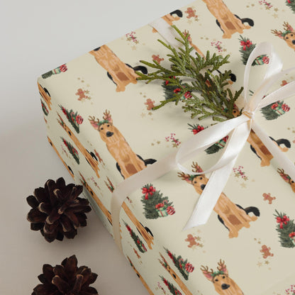Christmas German Shepherd Gift Wrap Paper