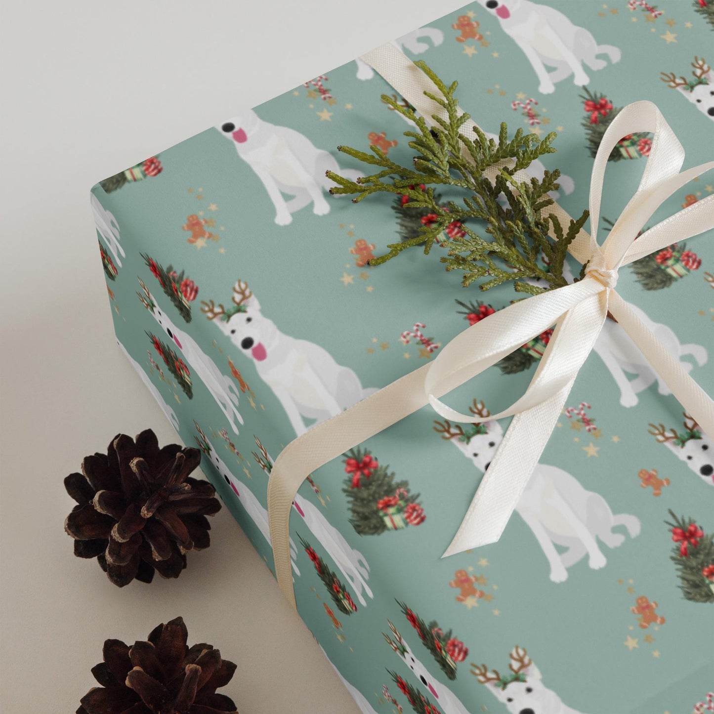 Christmas White German Shepherd Wrapping Paper