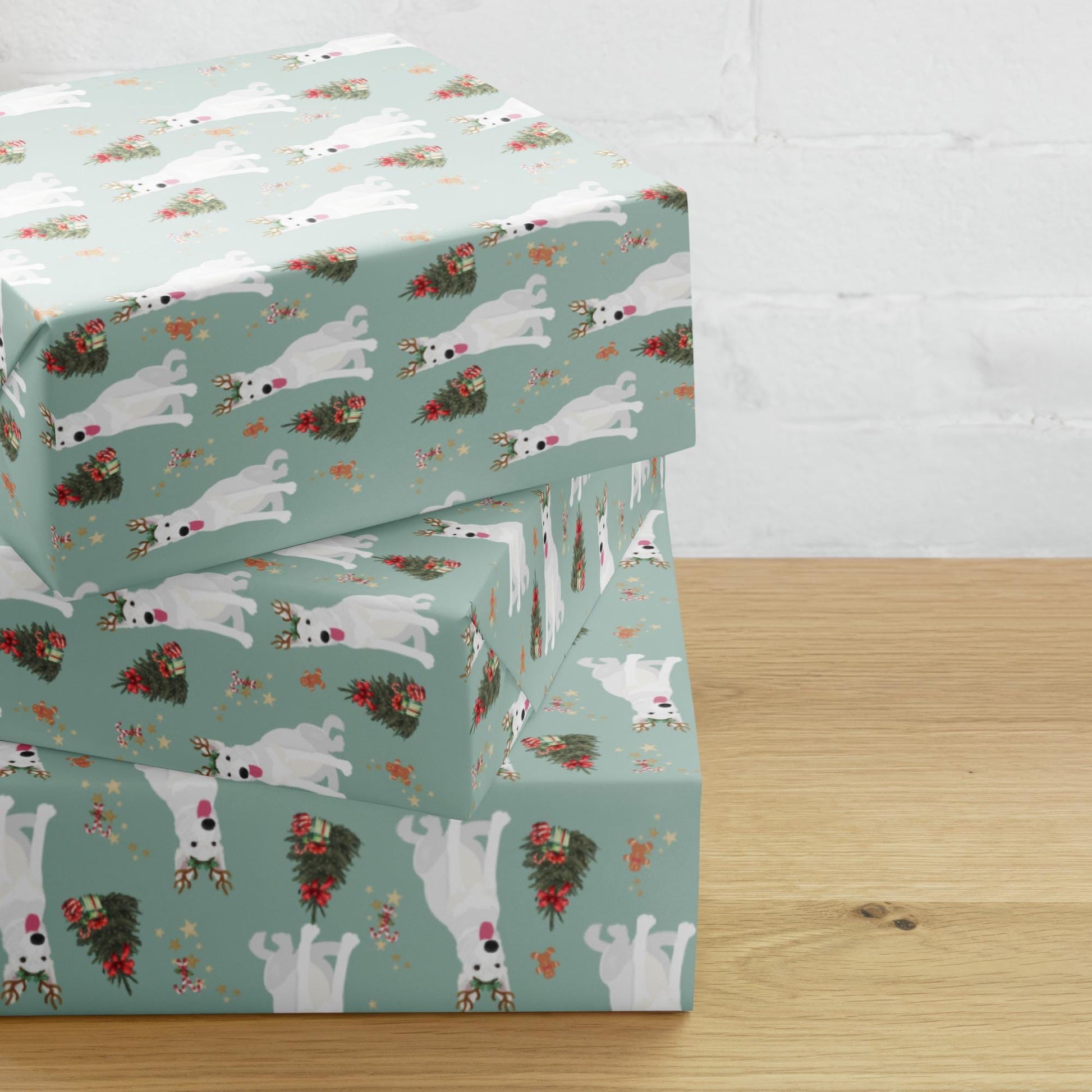 Christmas White German Shepherd Wrapping Paper