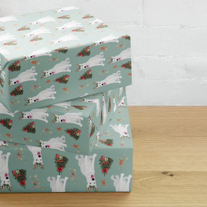 Christmas White German Shepherd Wrapping Paper