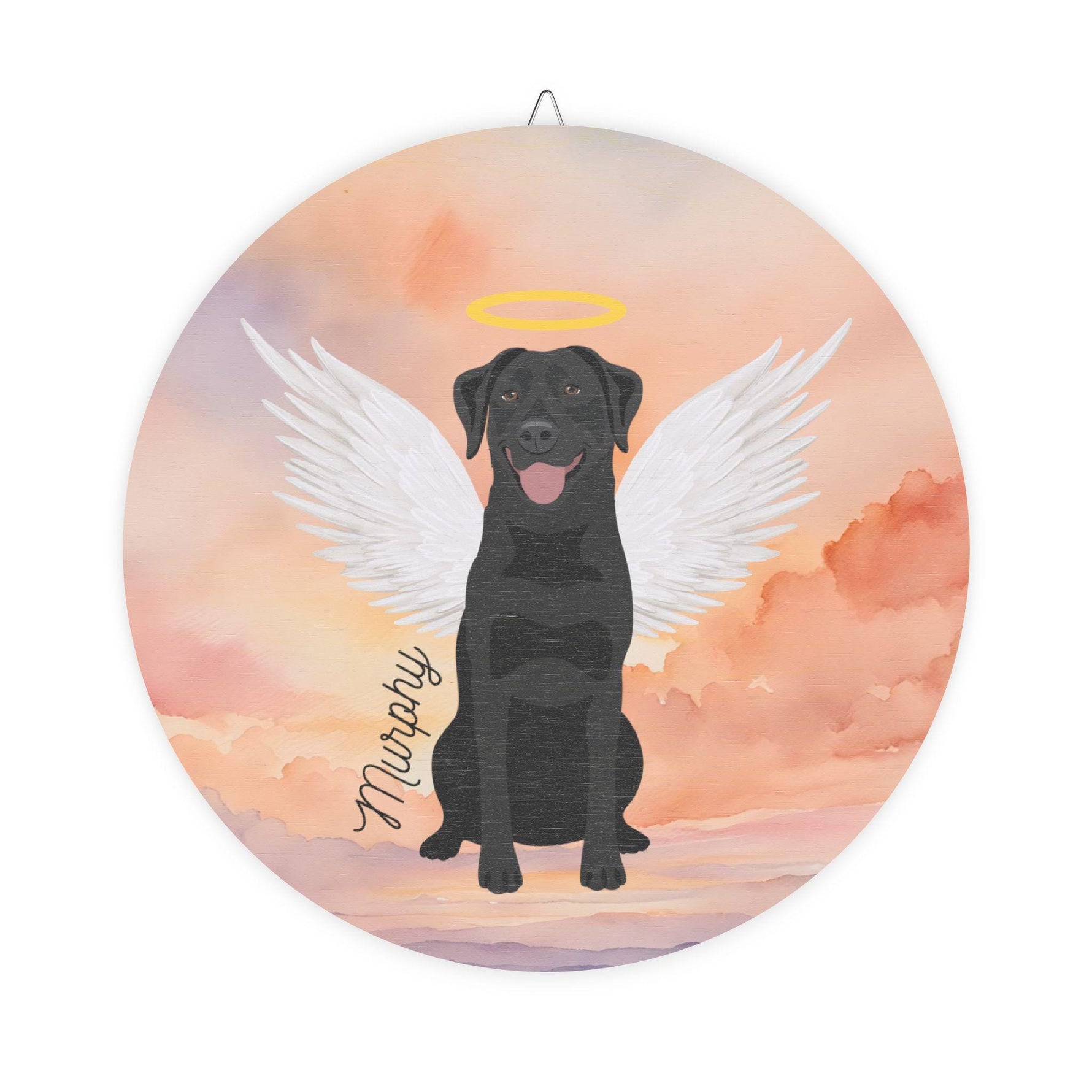 Black Labrador Angel Wings Wood Sign | Personalized Pet Memorial Wall Decor