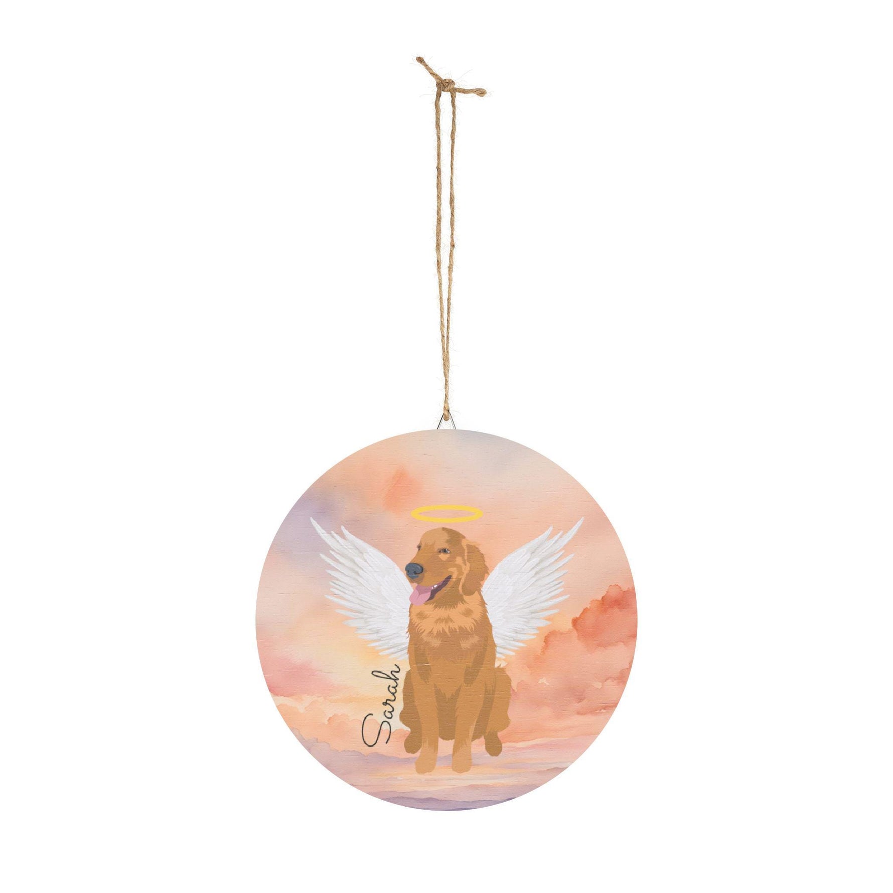 Golden Retriever Angel Wings Wood Sign Personalized Pet Memorial Wall Decor