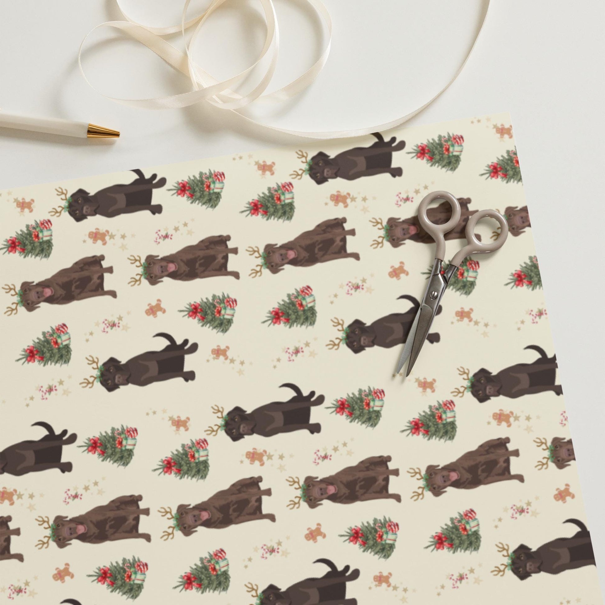 Chocolate Labrador Christmas Wrapping Paper