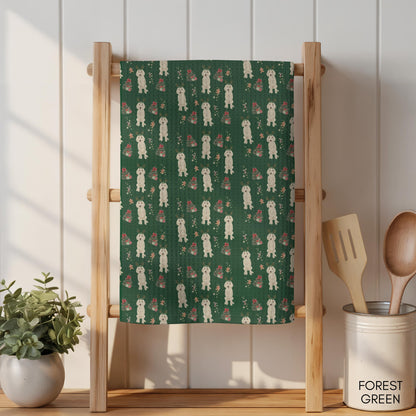 Cream Goldendoodle Christmas Kitchen Towel