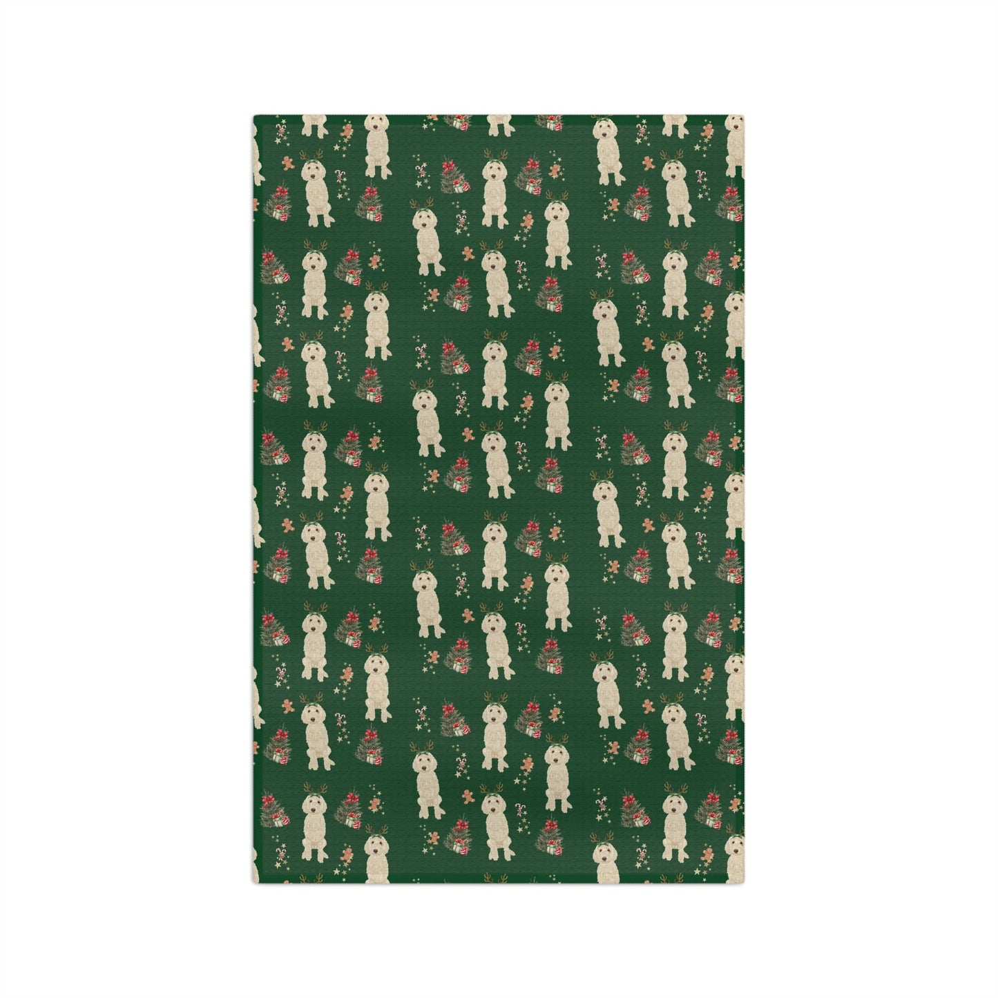 Cream Goldendoodle Christmas Kitchen Towel