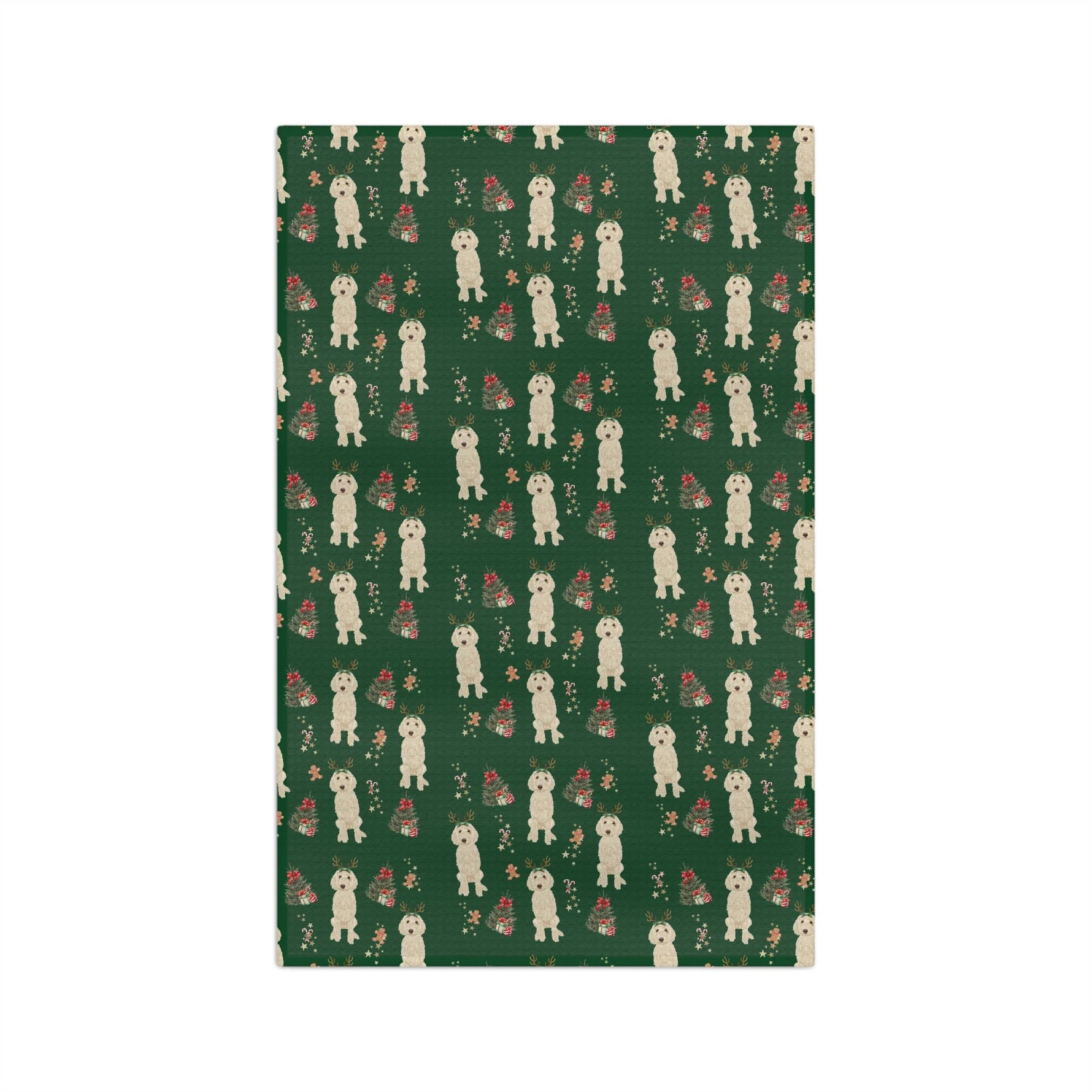 Cream Goldendoodle Christmas Kitchen Towel