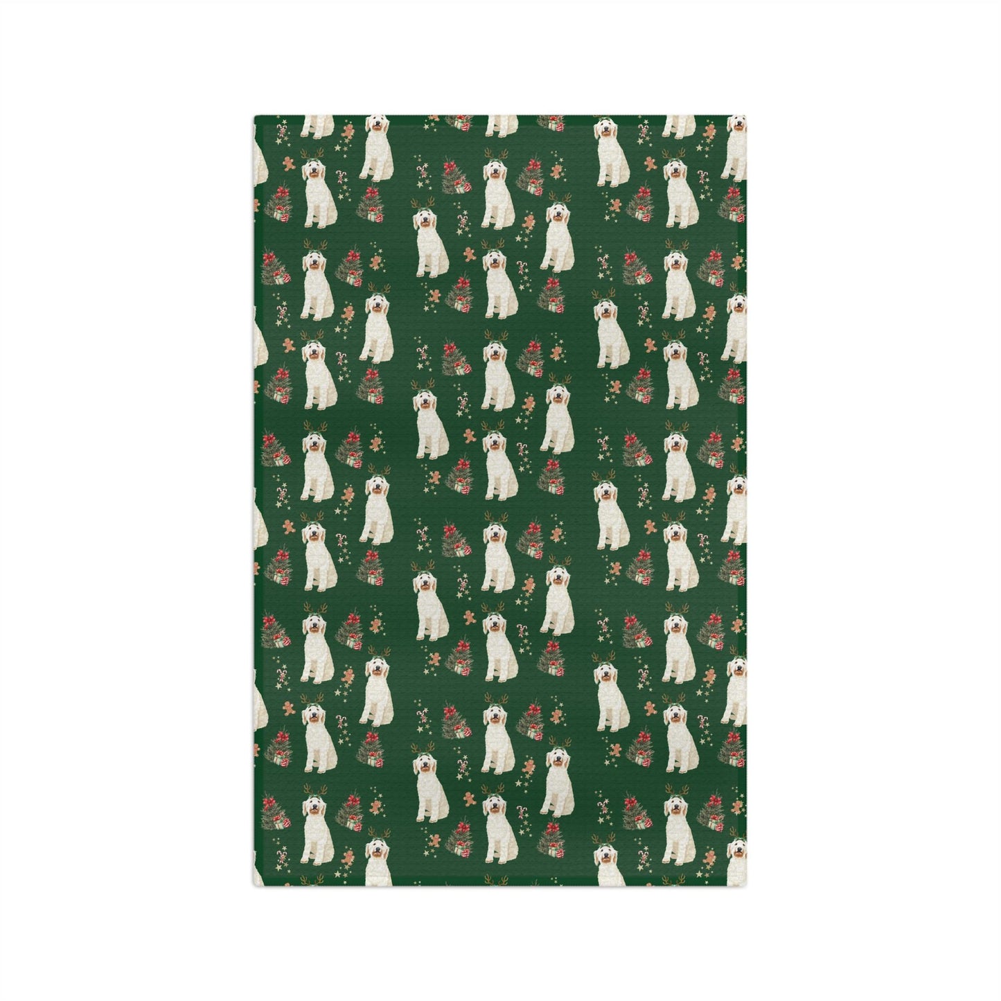 White Goldendoodle Christmas Kitchen Towel