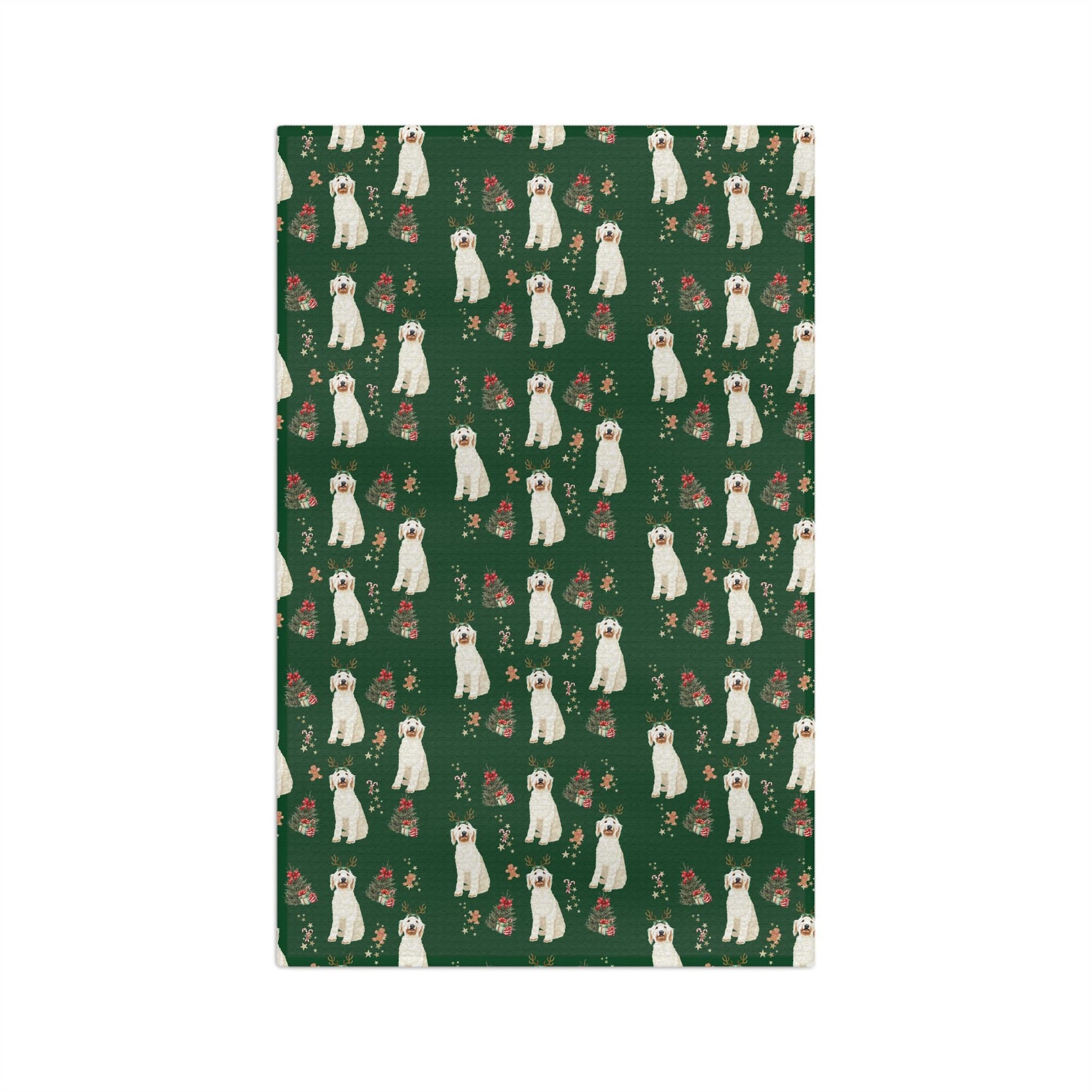 White Goldendoodle Christmas Kitchen Towel
