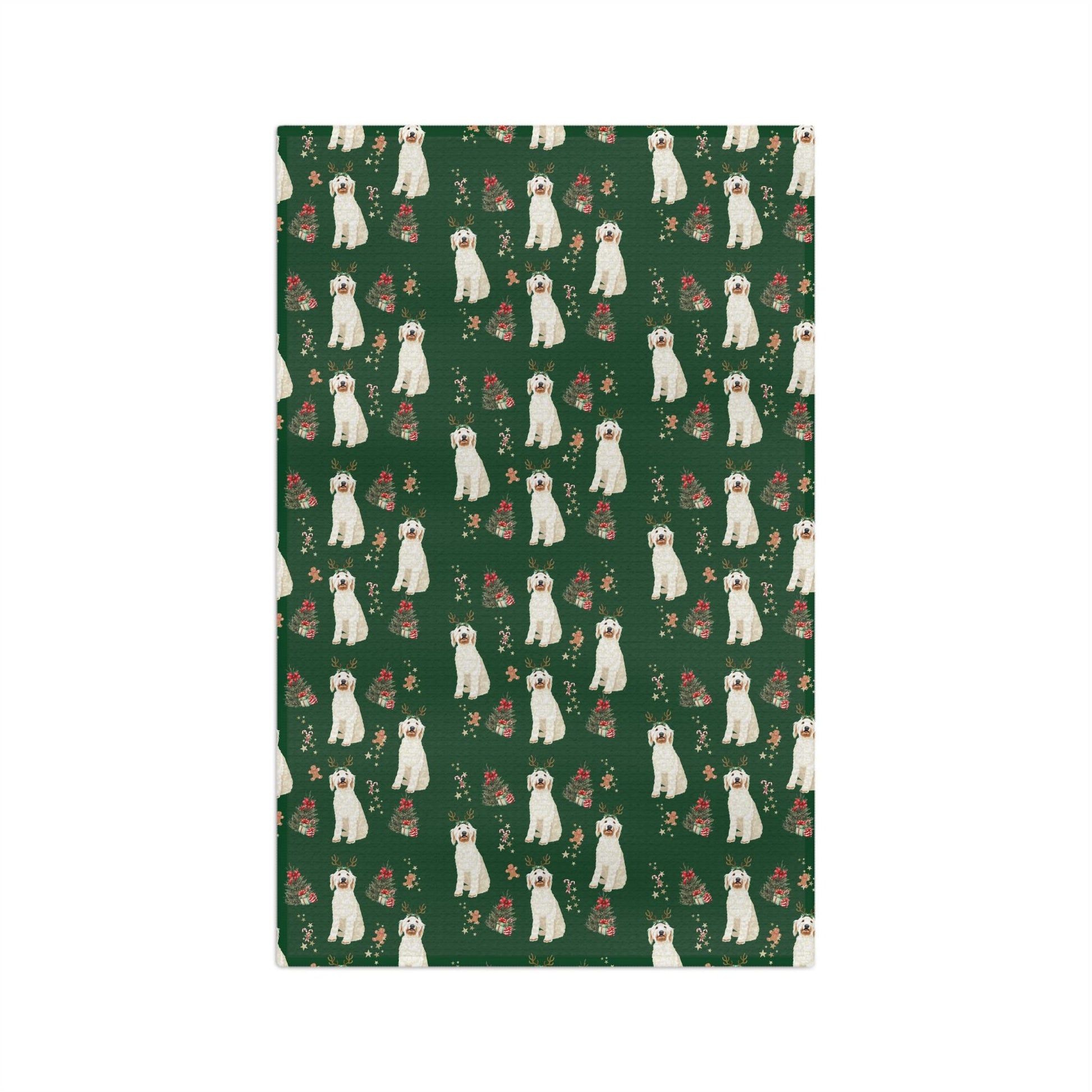 White Goldendoodle Christmas Kitchen Towel