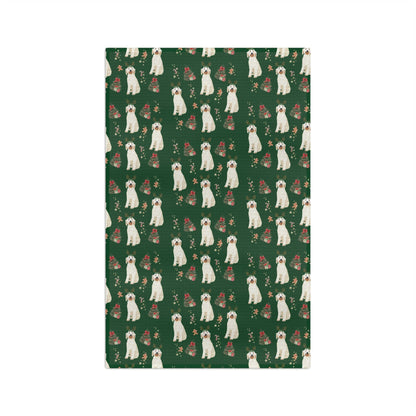 White Goldendoodle Christmas Kitchen Towel