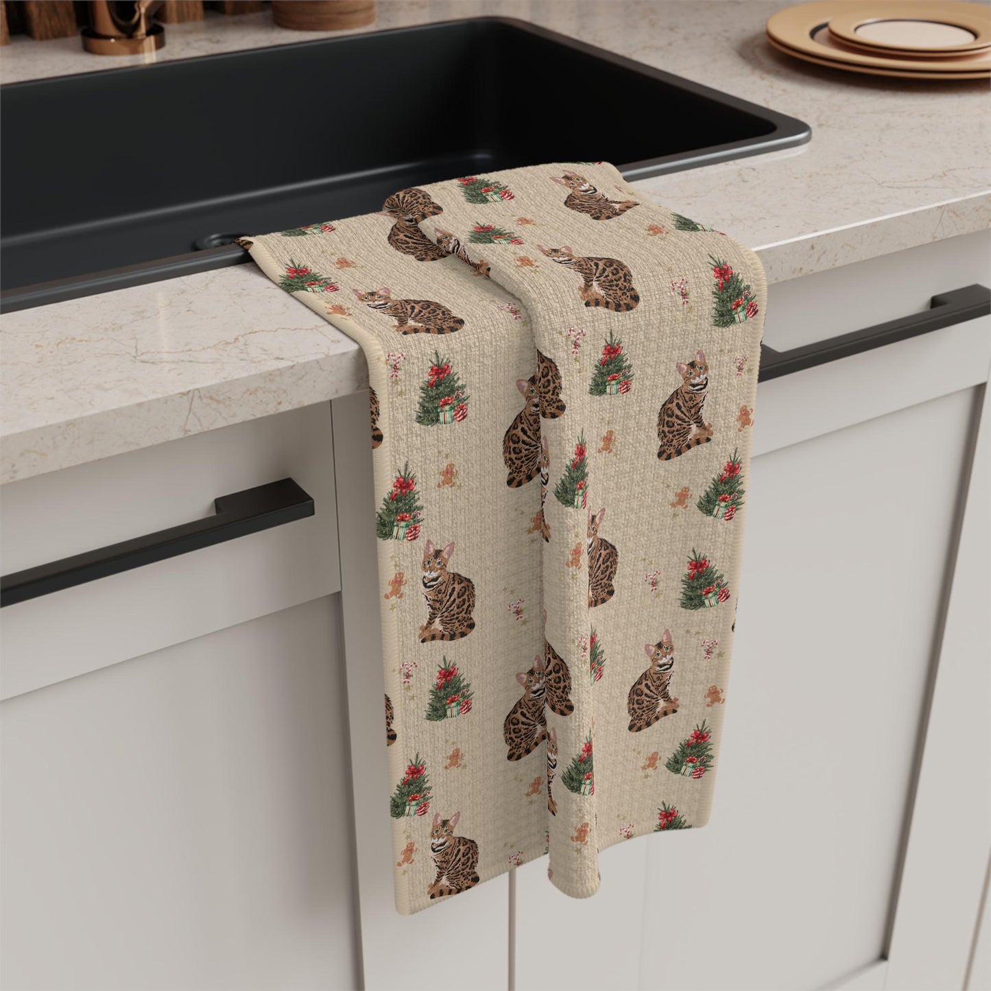 Bengal Cat Christmas Kitchen Towel