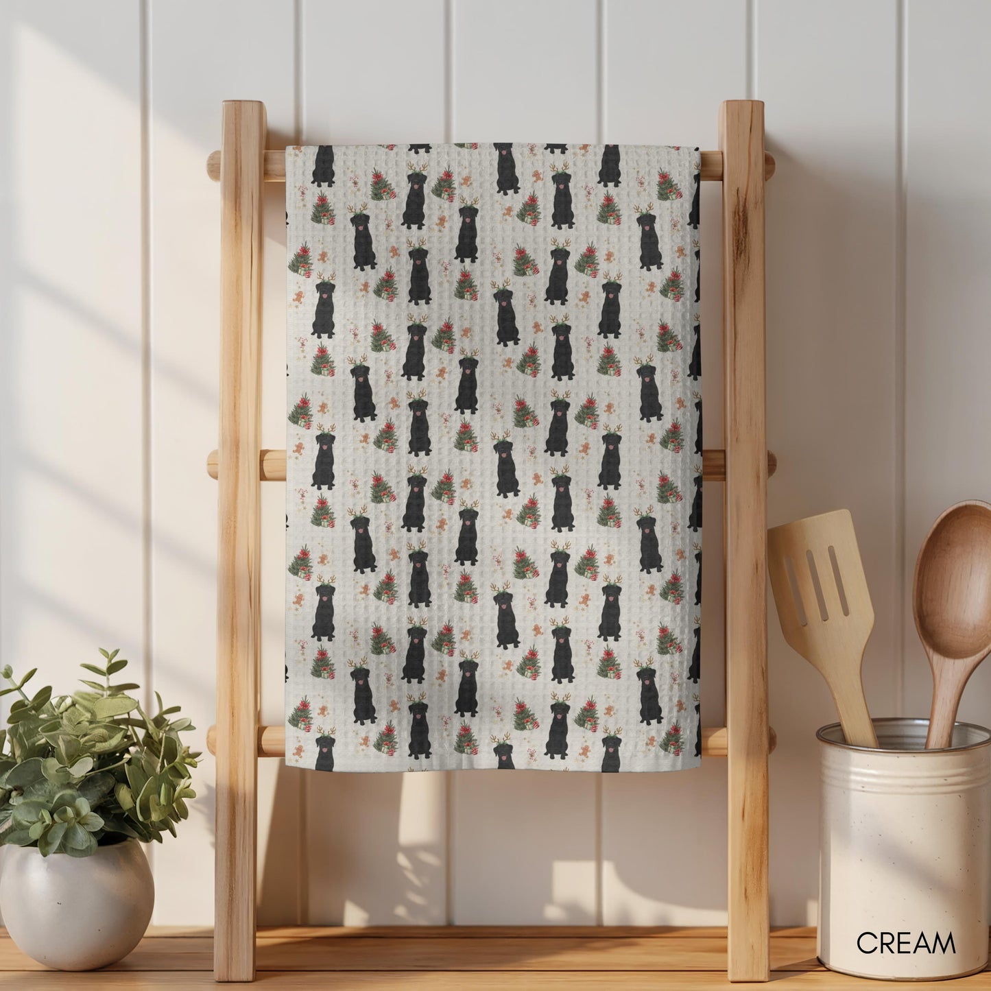 Black Labrador Christmas Kitchen Towel