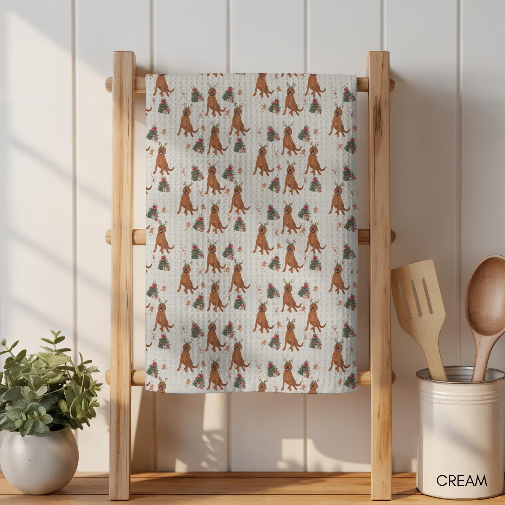 Red Fox Labrador Christmas Kitchen Towel