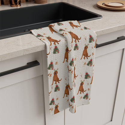 Red Fox Labrador Christmas Kitchen Towel