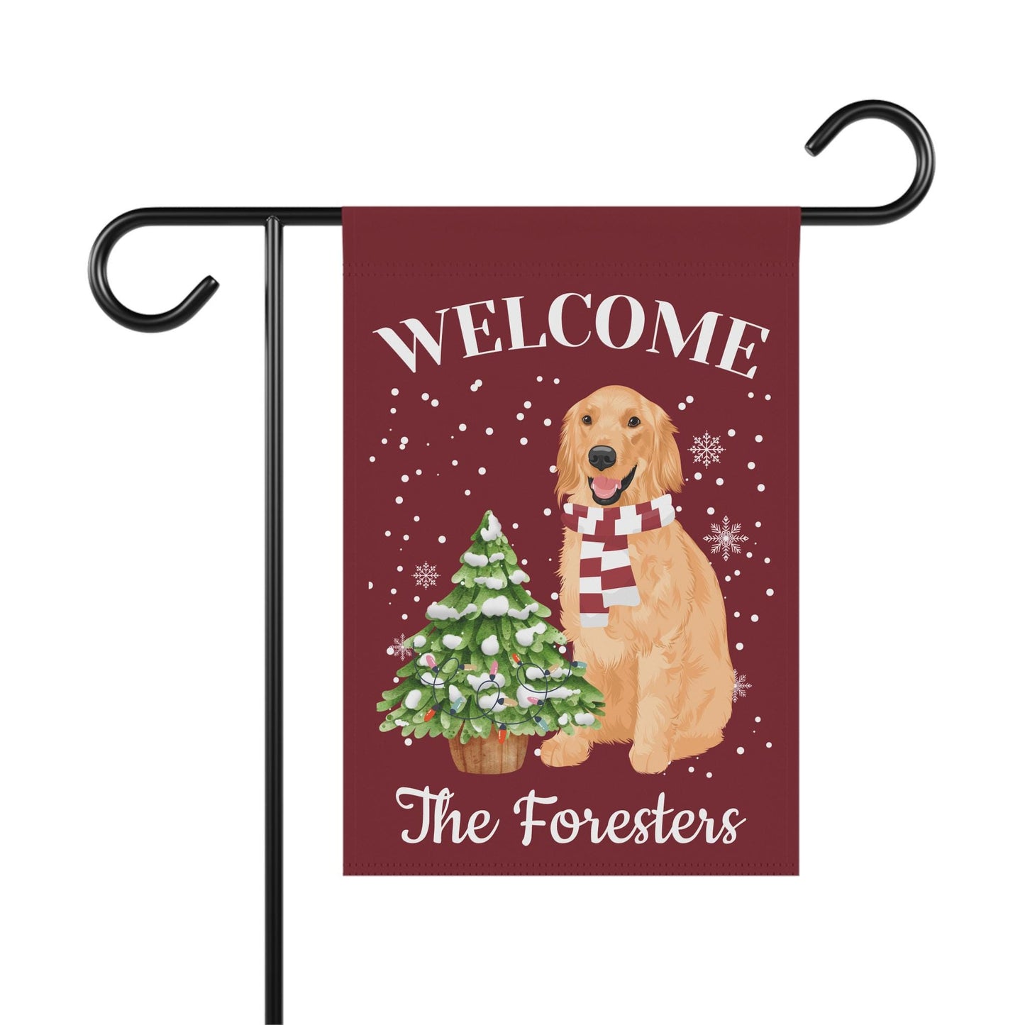Personalized Christmas Golden Retriever Garden Flag