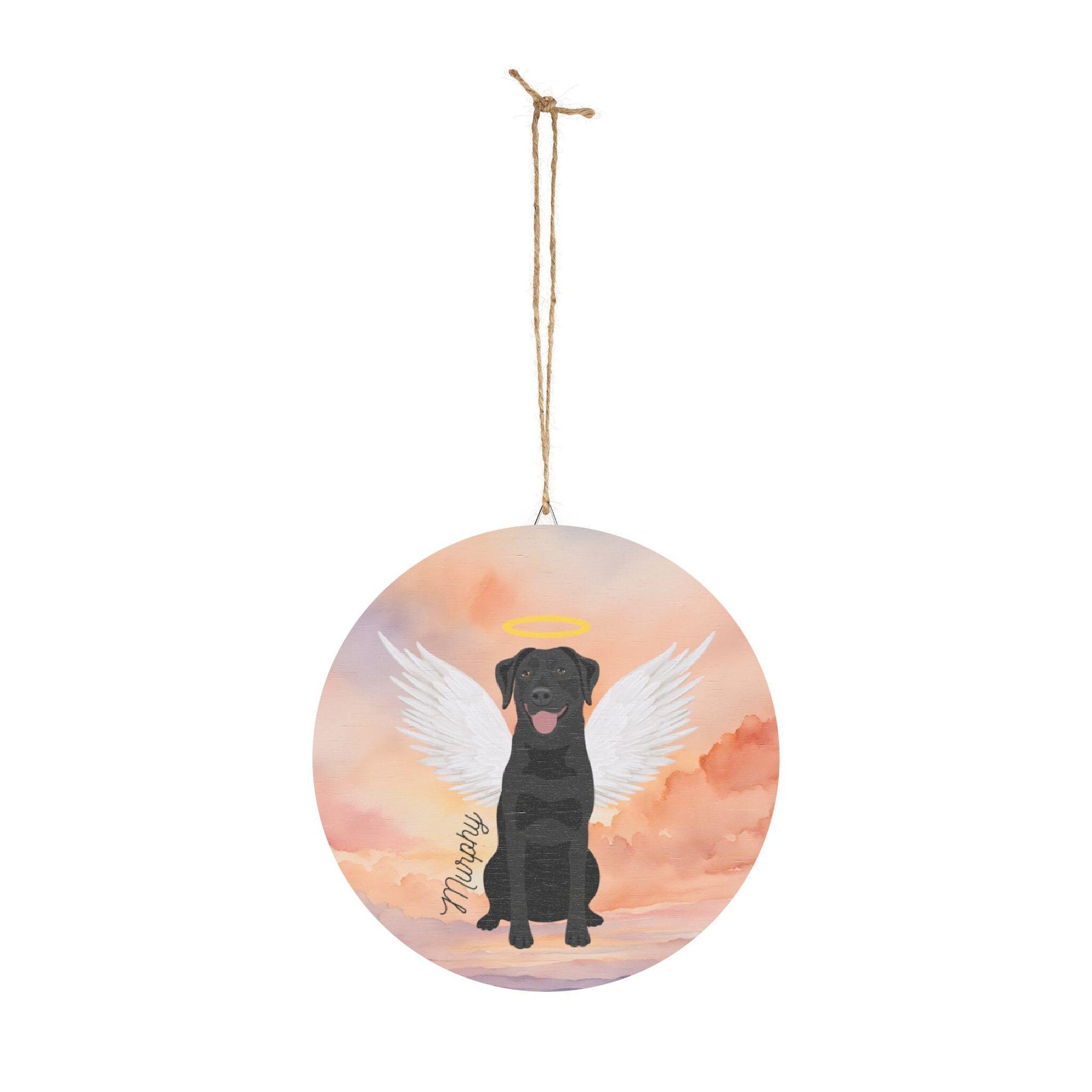 Black Labrador Angel Wings Wood Sign | Personalized Pet Memorial Wall Decor