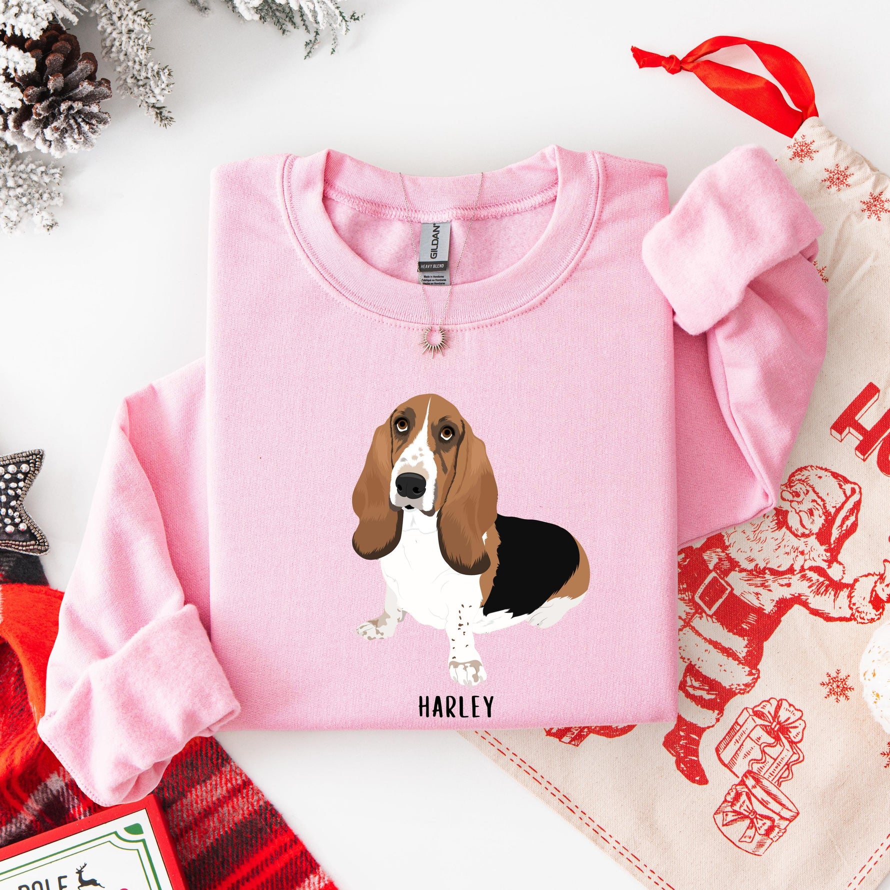 Basset Hound Sweatshirt in color light pink