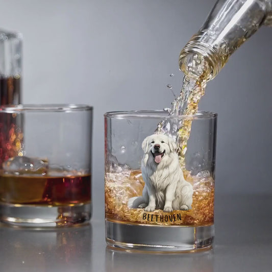 Great Pyrenees dad gift whiskey glass, husband Christmas gift, boyfriend birthday gift, best dog dad gift, bourbon gifts, Halloween gift