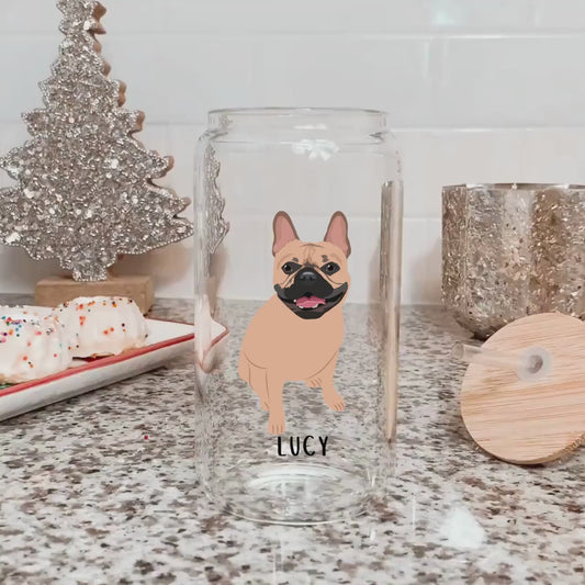French Bulldog glass, iced coffee cup, daughter birthday gift, frenchie mug, frenchie tumbler, frenchie gift, dog mom mug, mothers day gifts