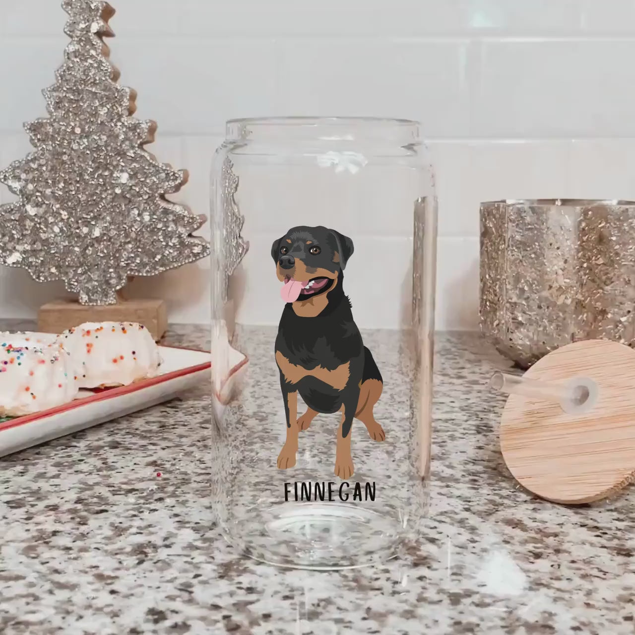 Rottweiler Glass, Iced Coffee Glass, Rottie Dad Beer Glass, Rottweiler Gifts, Rottweiler Lover Gifts, Rottweiler Mug, Rottie Mom Mug