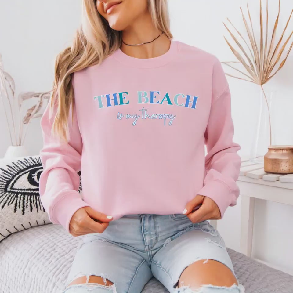The Beach Is My Therapy Sweatshirt, beach hoodie, coconut girl gift, beach bum shirt, ocean style tee, sea animal shirt, college girl gift