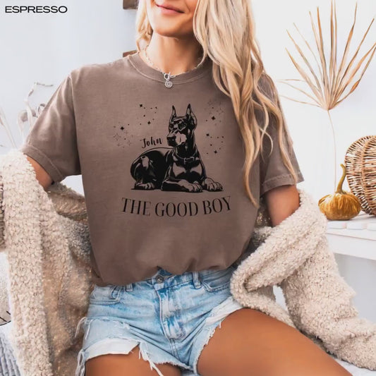 Personalized Good Boy Doberman Shirt, black and tan doberman gift, sister birthday gift, doberman dog hoodie, dobbie mom shirt
