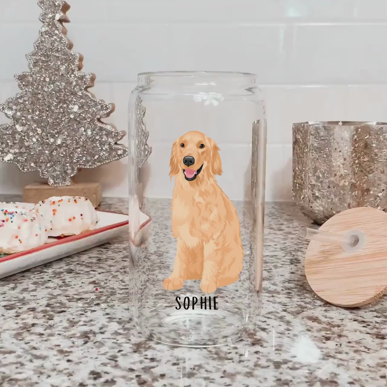 Golden Retriever Cup, dog iced coffee glass, dog mom gifts, retriever gifts, Golden tumbler, retriever mug, veterinarian mug, bday gift