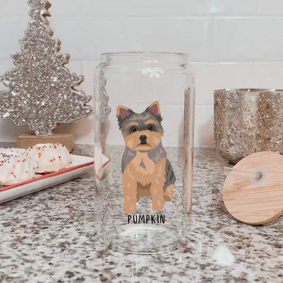 Yorkie glass, iced coffee glass, yorkie gifts, yorkie mom gift, Yorkshire terrier gifts, yorkie tumbler, mothers day gift, daughter birthday