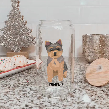 Yorkie glass, iced coffee glass, yorkie gifts, yorkie mom gift, Yorkshire terrier gifts, yorkie tumbler, mothers day gift, daughter birthday
