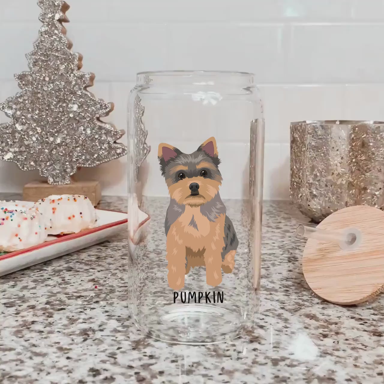 Yorkie glass, iced coffee glass, yorkie gifts, yorkie mom gift, Yorkshire terrier gifts, yorkie tumbler, mothers day gift, daughter birthday