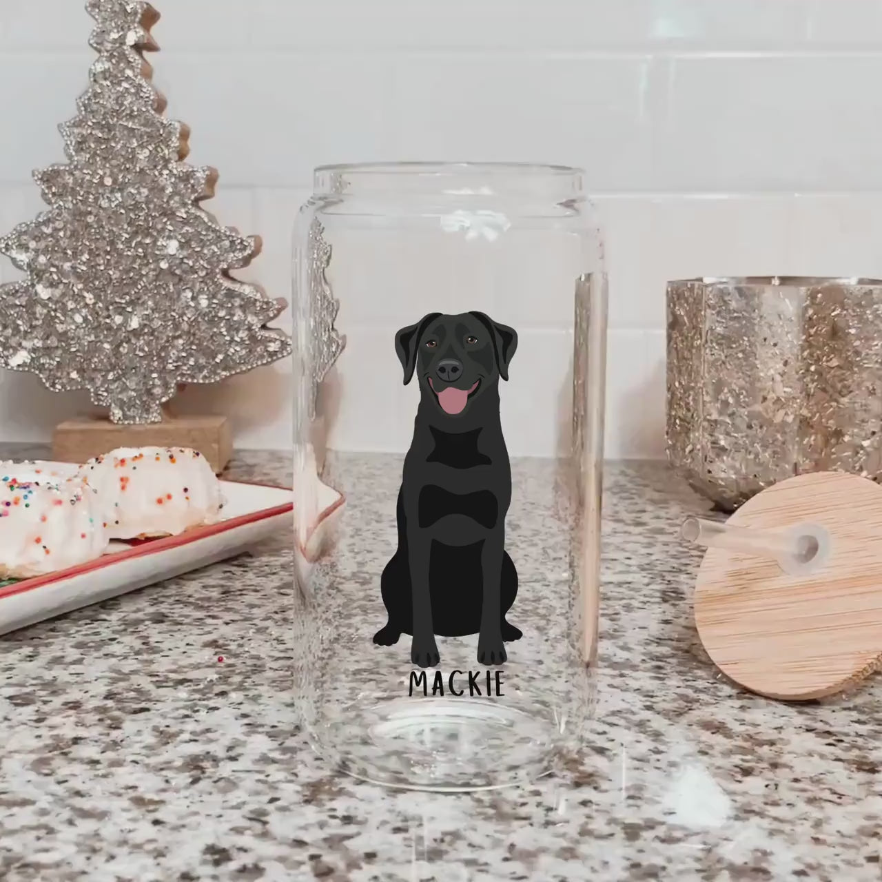 Labrador Retriever Can Glass With Lid & Straw, iced coffee glass, labrador gift, wife birthday gift, red fox labrador mom gift, gift for her